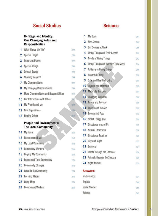 Complete Canadian Curriculum: Grade 1 (Enriched Edition) | Math, English, Social Studies & Science Workbook