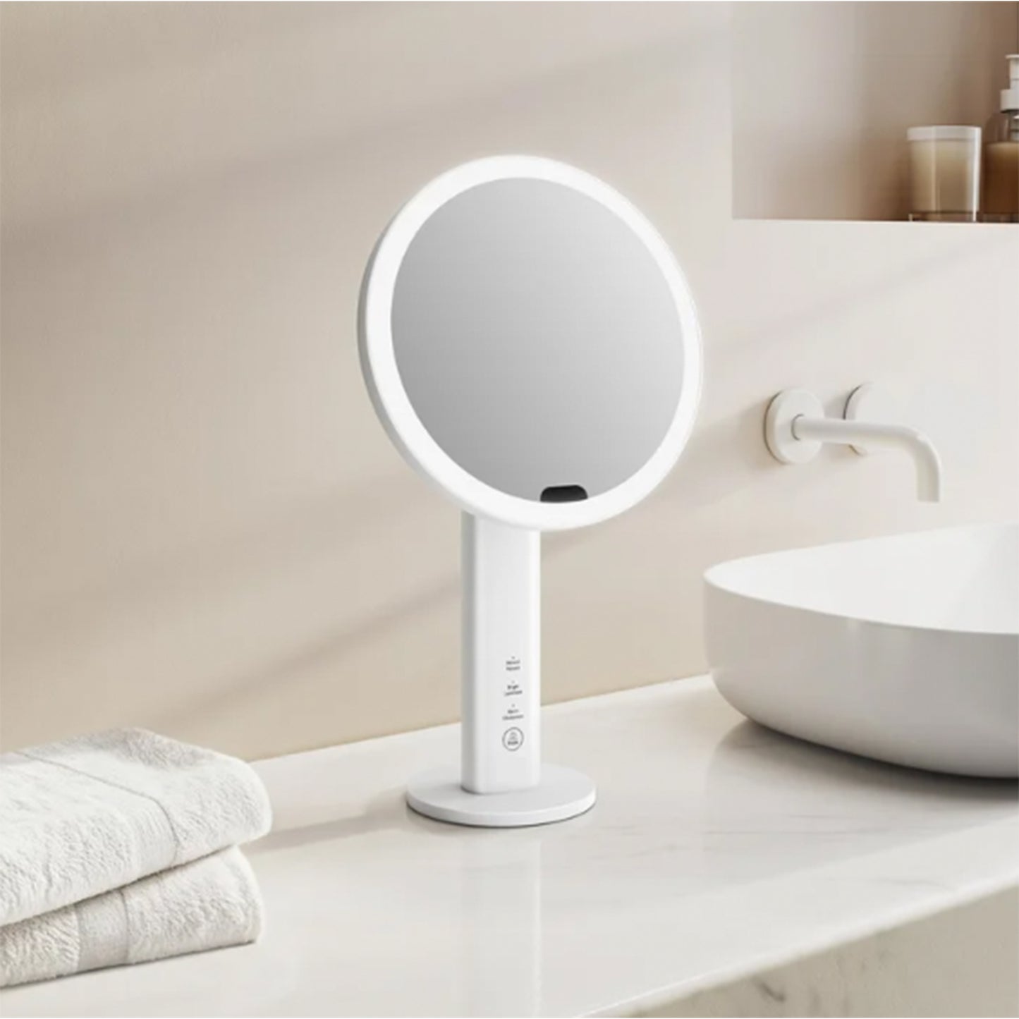 EKO iMira Ultra Clear Smart Sensor Makeup Mirror | 1100 Lux LED, 3 Light Tones, 10X Magnification, 180° Tilt, USB-C | Model EK5288-WH