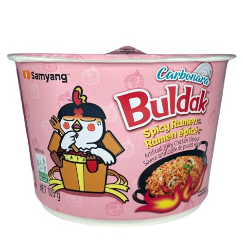 Buldak Samyang Carbo Hot Chicken Flavor Ramen Big Cup 6 Pack, 105g Bowls