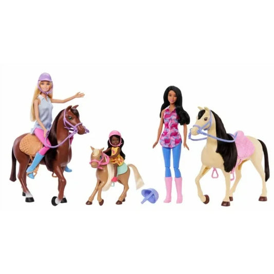 Barbie & Horses Riding Playset – Horseback Adventure Toy Set with Dolls, Horses & Accessories for Kids Ages 3+