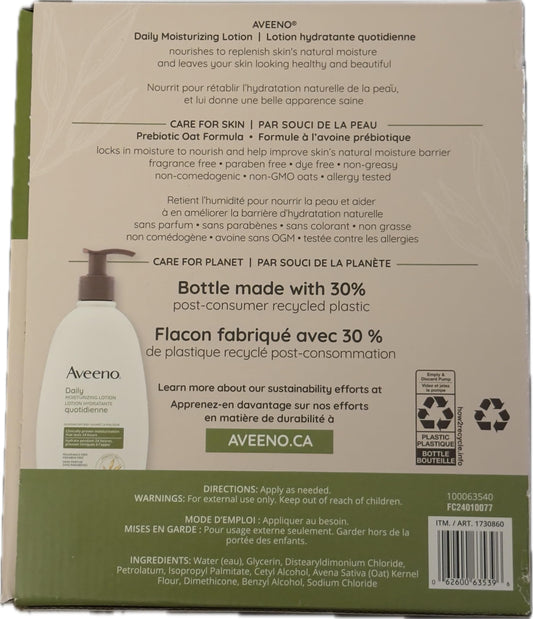 Aveeno XL Skin Moisturizing Lotion 2 x 710 ML, 2 count