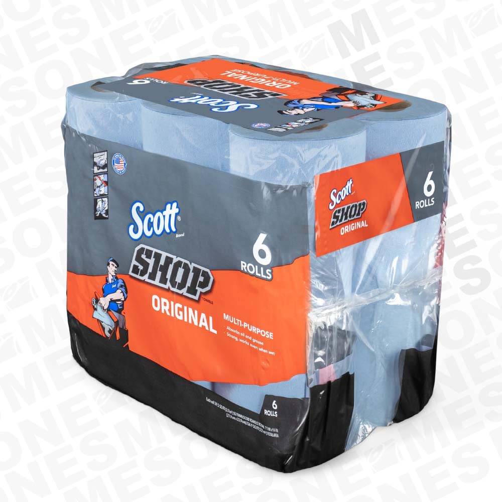Scott Blue Shop Towels 6-Pack - Heavy Duty Paper Towels for Automotive & Workshop