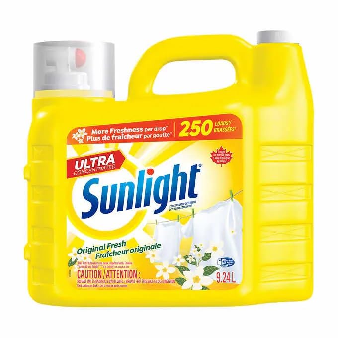 Sunlight Liquid Laundry Detergent 250 Loads - 9.24L HE High-Efficiency Formula