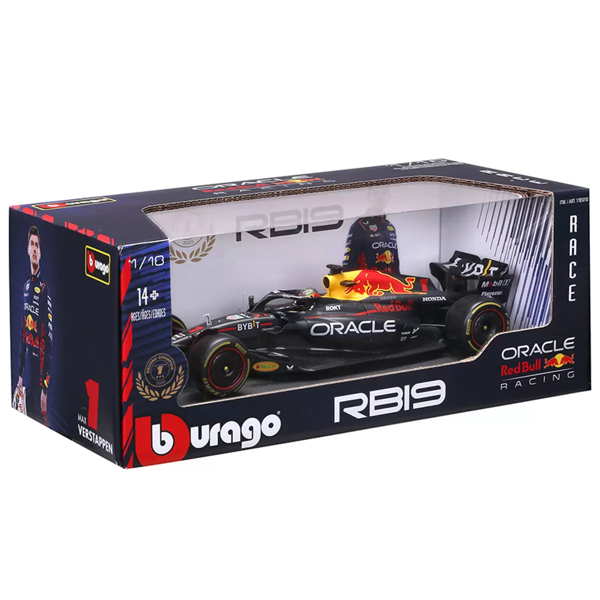 Bburago Oracle Red Bull Racing RB19 #1 Max Verstappen | 2023 World Champion Edition | 1:18 Scale Formula 1 Diecast Model Car