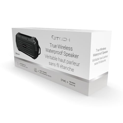 CJ Tech IPX7 Waterproof Bluetooth Speaker, 5W Portable Wireless Speaker with FM Radio, Built-In Mic, USB & microSD | Black