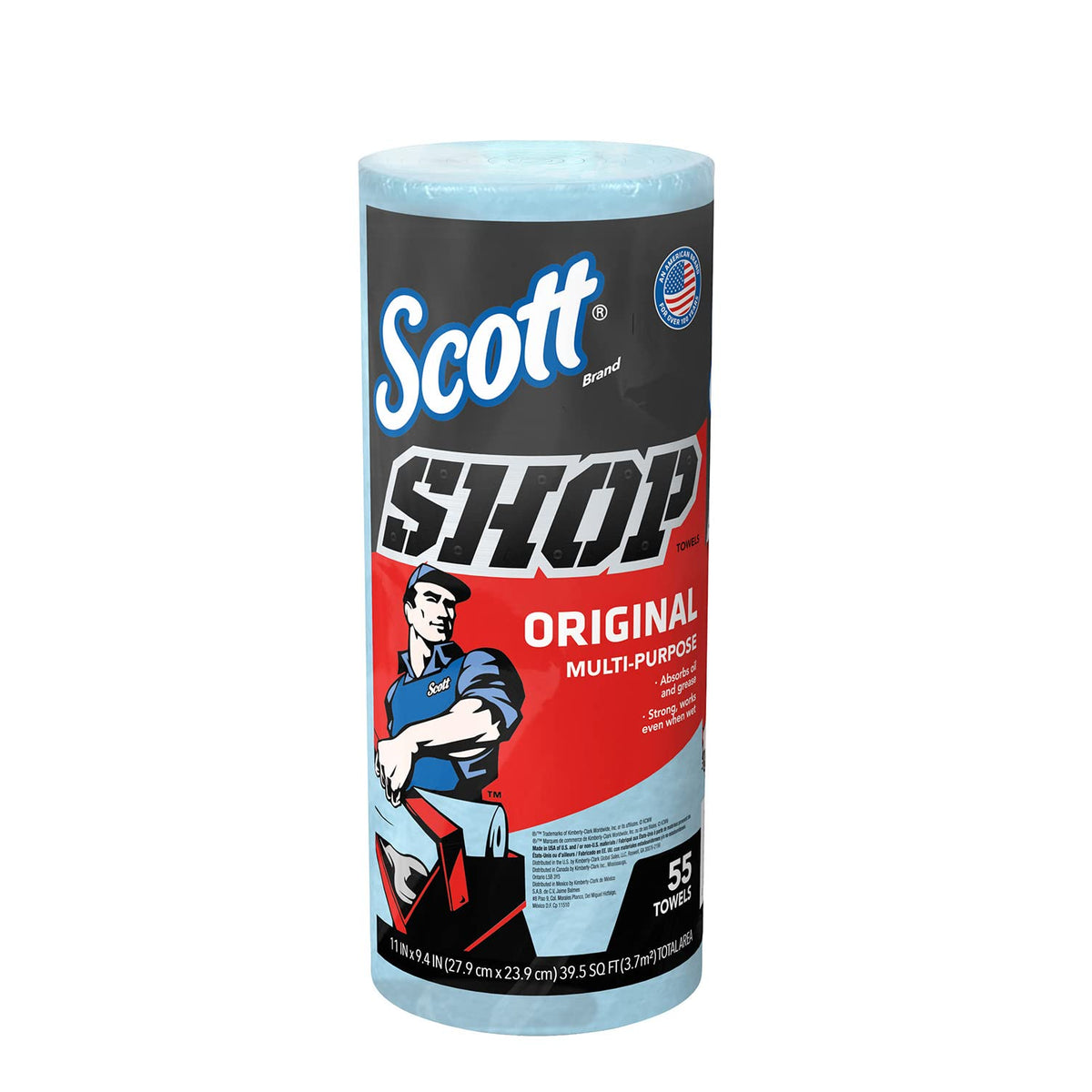 Scott (scott) Werkstatttücher/Werkstatttücher Blaue Rolle mit 55 Rollen, 3er-Set