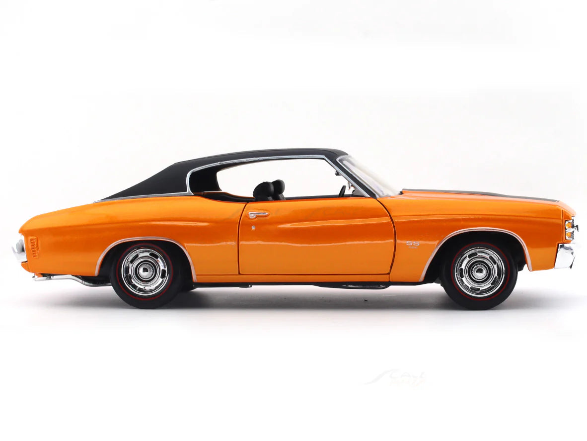 Orange convertible car on a white background