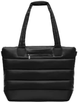 Lolë Puffer Tote Bag – Quilted Lightweight Shoulder & Crossbody Bag with Laptop Pocket, Adjustable Strap & Luggage Strap