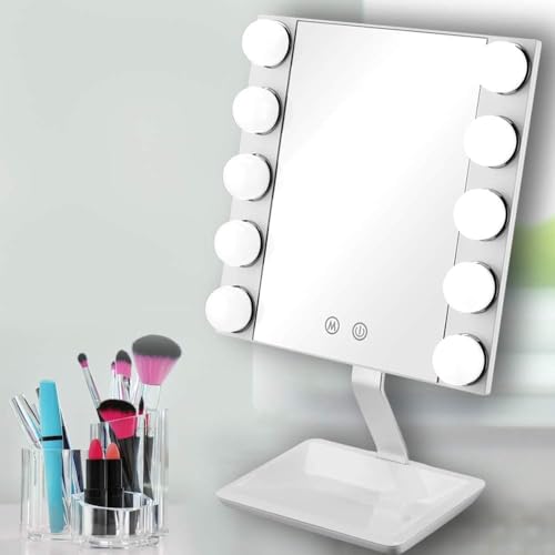 Conair True Glow Hollywood LED Vanity Mirror – 10X Magnification, 3 Light Settings, Touch Control