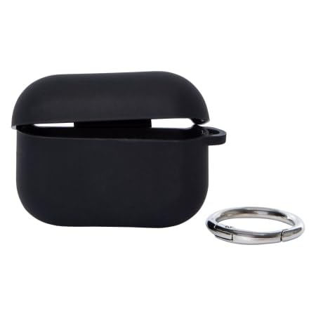جراب حماية من السيليكون الناعم لسماعات AirPods Pro (الجيل الأول/الثاني، 2019/2022/2023) – يتضمن سلسلة مفاتيح – أسود