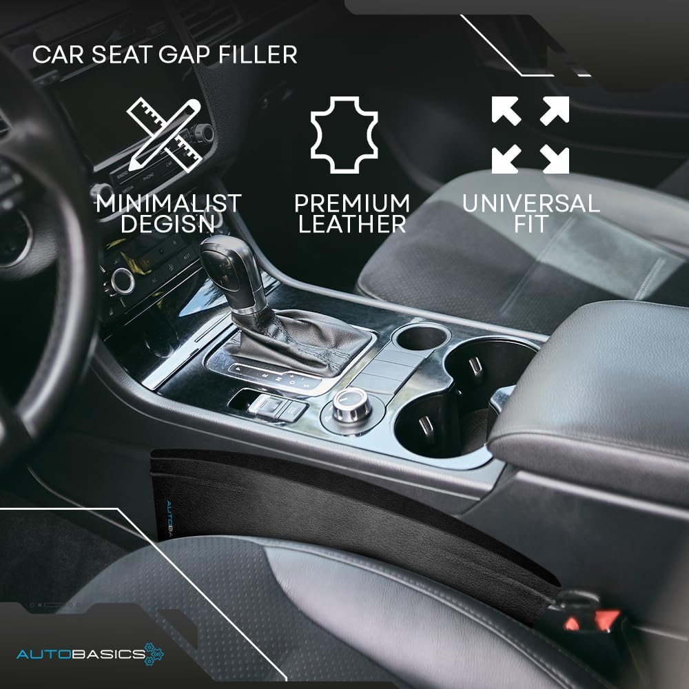 AutoBasics Car Seat Gap Filler Organizer 2-Pack - Universal Fit Storage for Cars, SUVs & Trucks