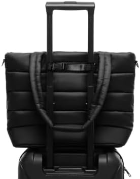 Lolë Puffer Tote Bag – Quilted Lightweight Shoulder & Crossbody Bag with Laptop Pocket, Adjustable Strap & Luggage Strap