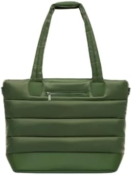 Lolë Puffer Tote Bag – Quilted Lightweight Shoulder & Crossbody Bag with Laptop Pocket, Adjustable Strap & Luggage Strap