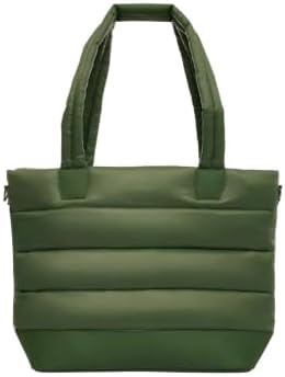 Lolë Puffer Tote Bag – Quilted Lightweight Shoulder & Crossbody Bag with Laptop Pocket, Adjustable Strap & Luggage Strap