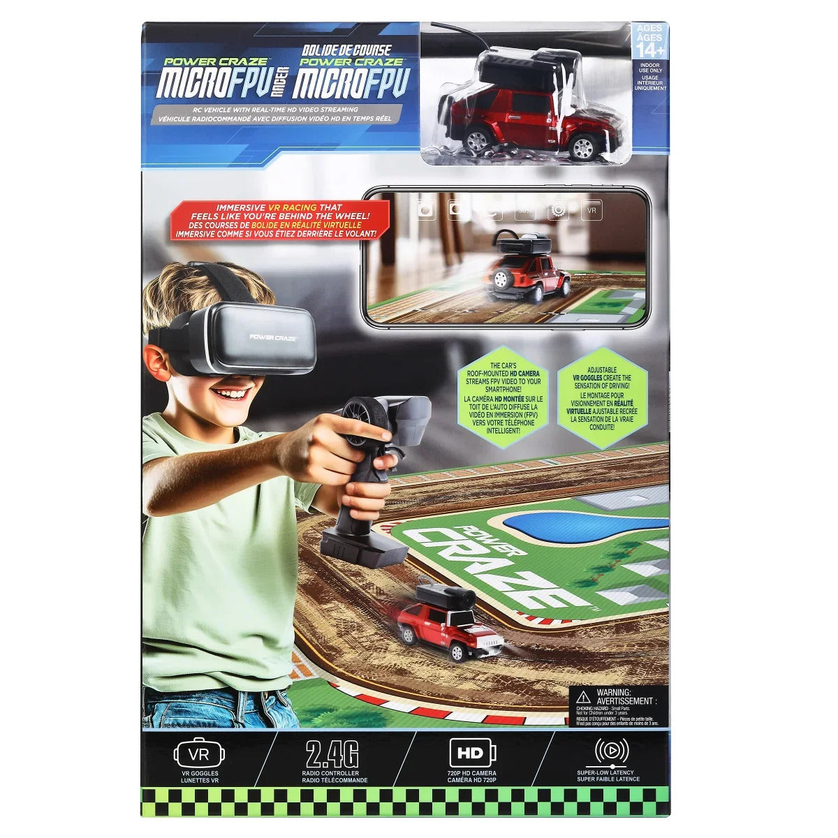 Amax Power Craze Micro FPV Racer RC Car – Real-Time HD Video Streaming, 2.4GHz Controller & Immersive VR Racing Track Set