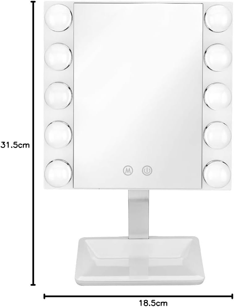 Conair True Glow Hollywood LED Vanity Mirror – 10X Magnification, 3 Light Settings, Touch Control