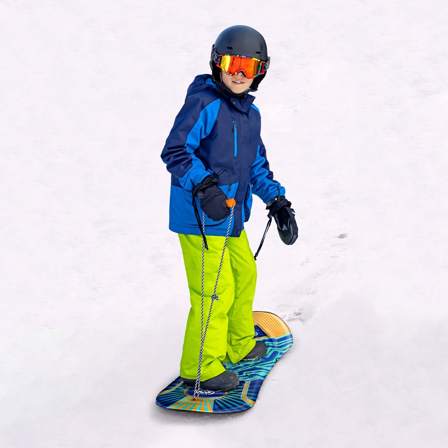 زلاجات سنو ستورم الممتازة المصنوعة من الفوم، عبوة من قطعتين | حبل سحب ومقبض | مقاسات مناسبة للشباب والكبار | تصميم مريح لسطح القدم | طول التصميم 122 سم (48 بوصة)