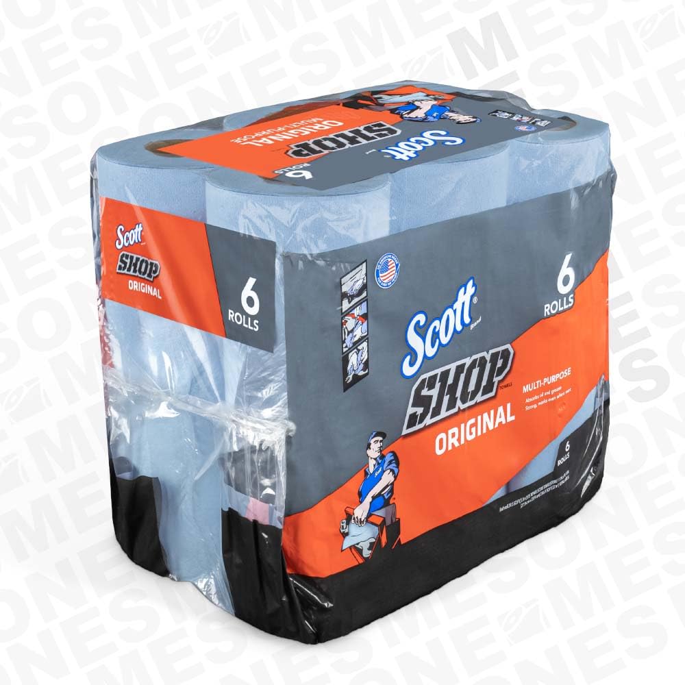 Scott Blue Shop Towels 6-Pack - Heavy Duty Paper Towels for Automotive & Workshop