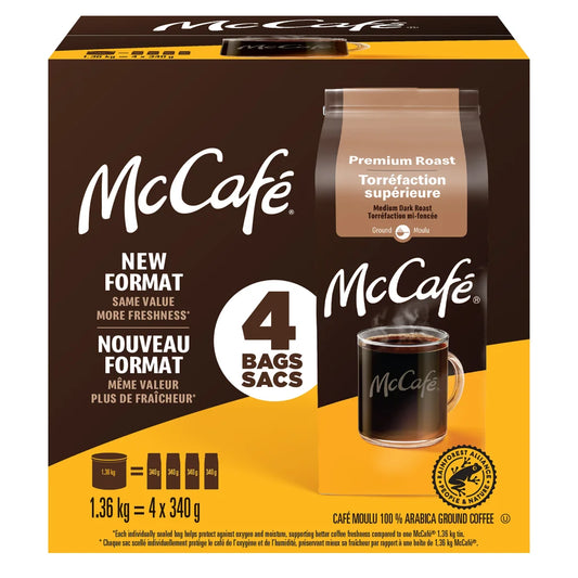 McCafé Premium Roast Coffee, 4 × 340 g (1.36 kg Total)
