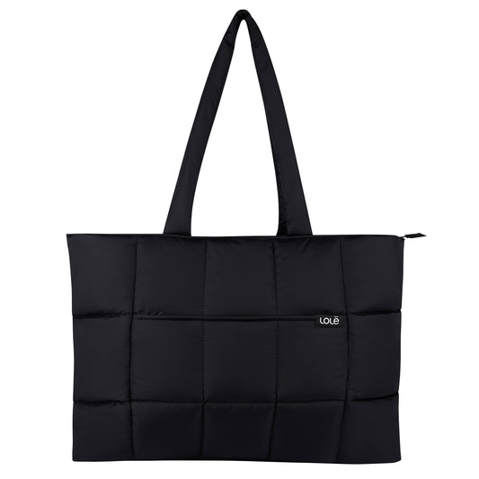 Lolë Puffer Tote Bag – Black with 16" Laptop Pocket