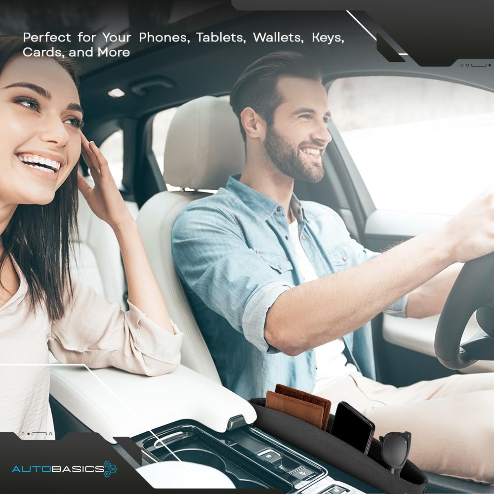 AutoBasics Car Seat Gap Filler Organizer 2-Pack - Universal Fit Storage for Cars, SUVs & Trucks