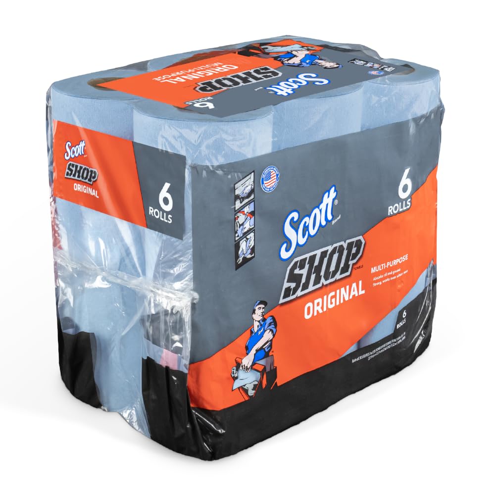 Scott Blue Shop Towels 6-Pack - Heavy Duty Paper Towels for Automotive & Workshop