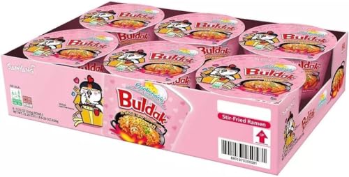 Buldak Samyang Carbo Hot Chicken Flavor Ramen Big Cup 6 Pack, 105g Bowls