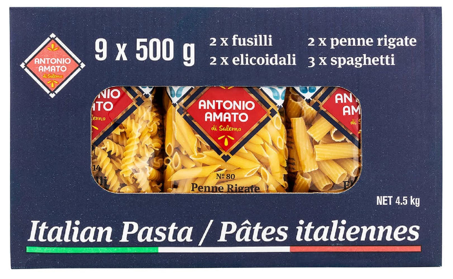 Antonio Amato Italian Pasta Variety Pack - 9 Pack (4.5kg) Authentic Italian Pasta
