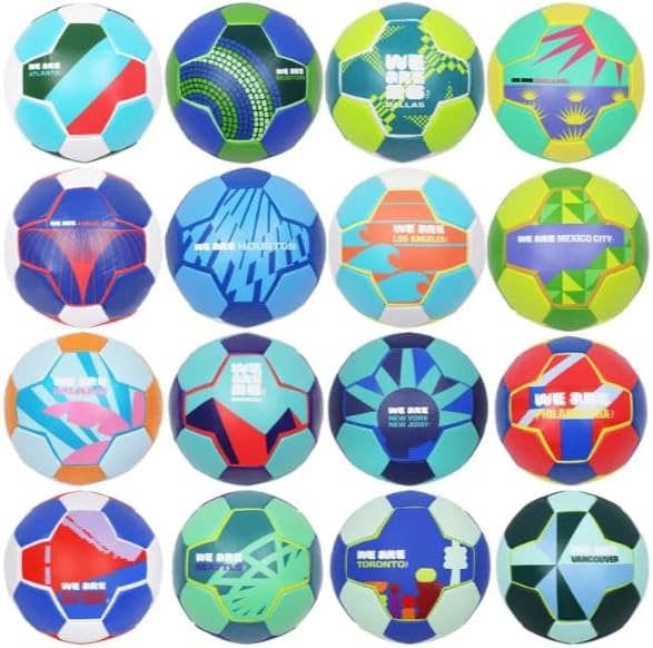 FIFA World Cup 2026 Host Cities Collectible Soccer Ball Set, 16-Piece | Officially Licensed Size 1 Mini Balls