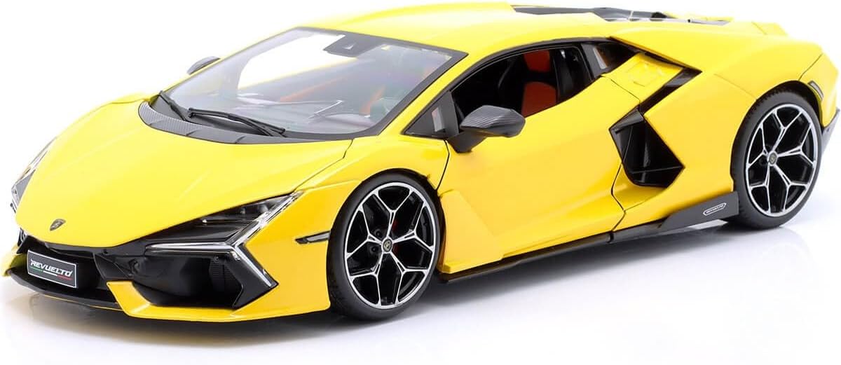 MAISTO 1:18 Lamborghini Revuelto 2023 Diecast Model Car – Yellow Giallo Inti Metallic, Collector-Grade Supercar Replica