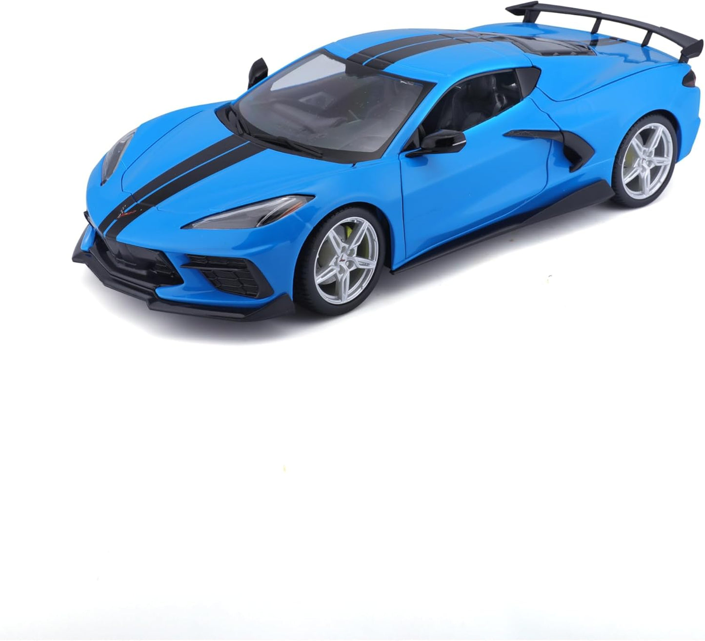 Blue sports car model on a white background