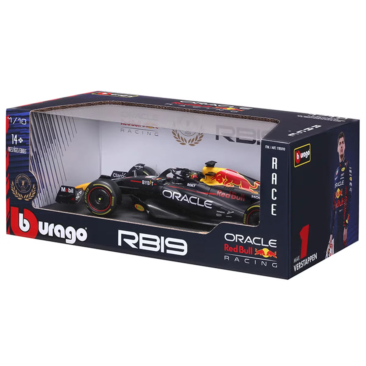 Bburago Oracle Red Bull Racing RB19 #1 Max Verstappen | 2023 World Champion Edition | 1:18 Scale Formula 1 Diecast Model Car