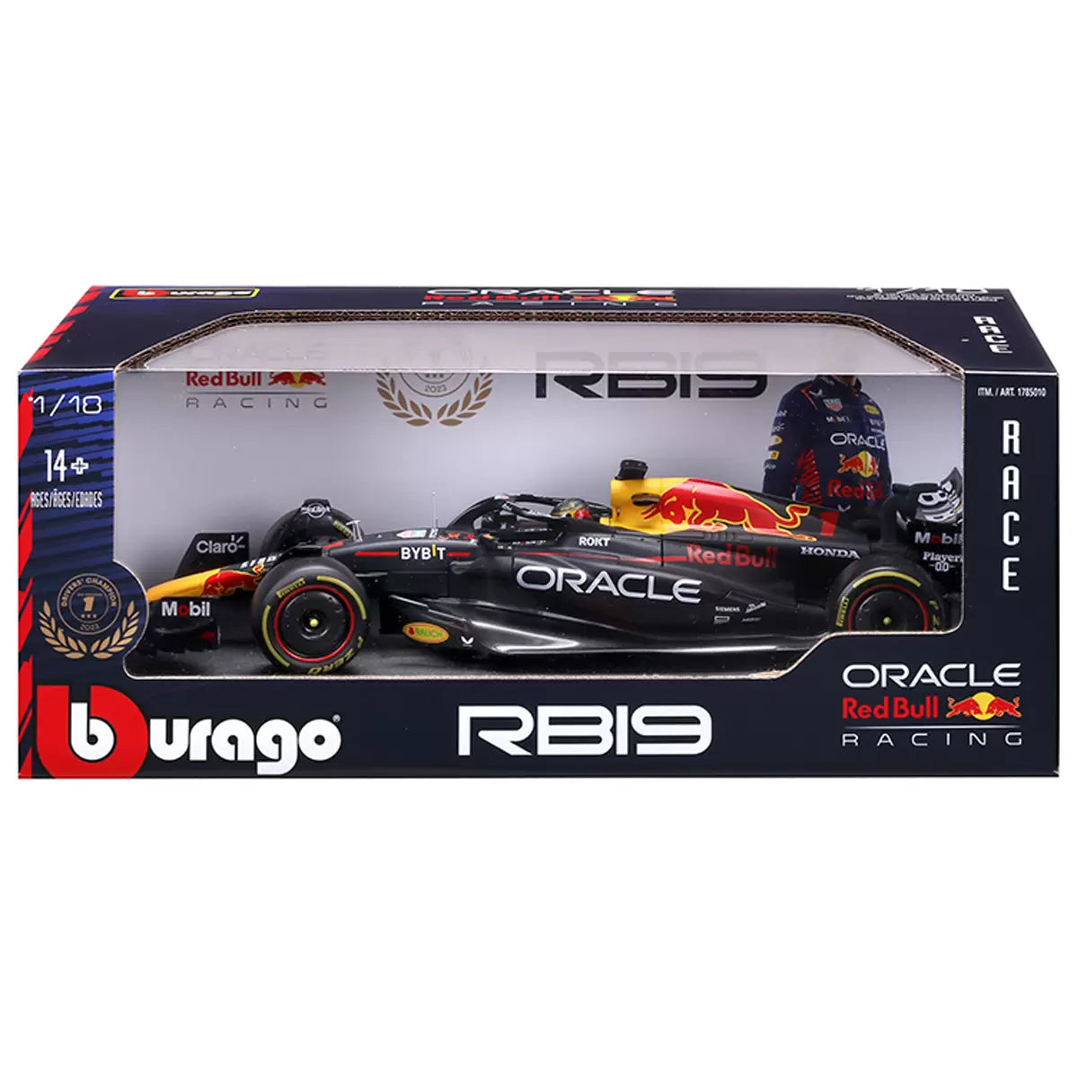 Bburago Oracle Red Bull Racing RB19 #1 Max Verstappen | 2023 World Champion Edition | 1:18 Scale Formula 1 Diecast Model Car