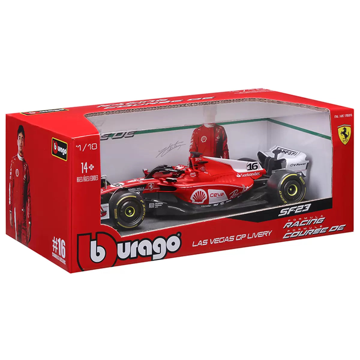 Bburago Ferrari SF-23 #16 Charles Leclerc | Las Vegas GP Livery 2023 | 1:18 Scale Formula 1 Diecast Model Car