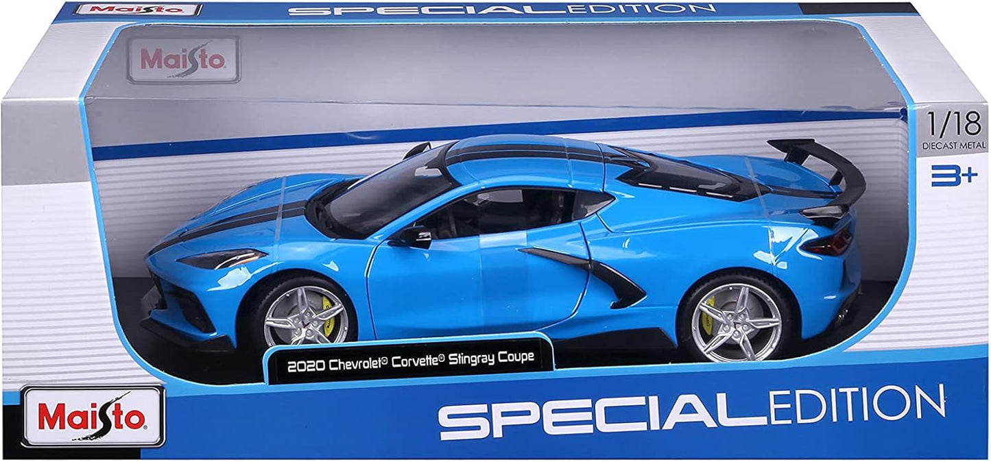 2020 Chevrolet Corvette Blue sports car model in a Maisto Special Edition packaging