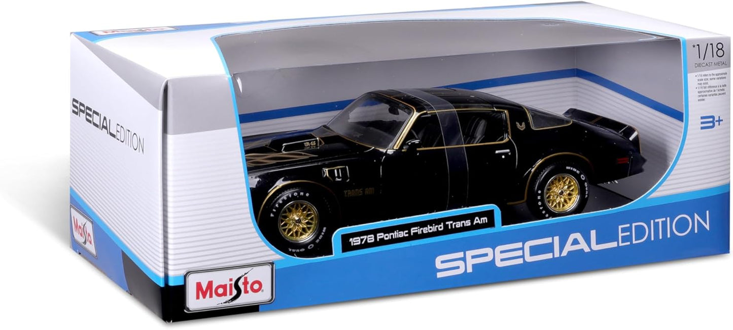 Maisto 1:18 SE 1978 Pontiac Firebird Trans Am Black & Gold Rear Edition – Diecast Model Car (Special Edition Classic American Muscle)