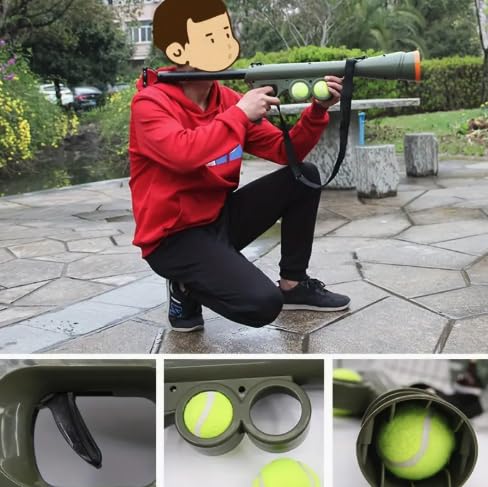 Tennis Ball Launcher for Dogs – Manual Pet Tennis Ball Thrower with Shoulder Strap & 2 Tennis Balls – Battery‑Free Interactive Fetch & Training Tool