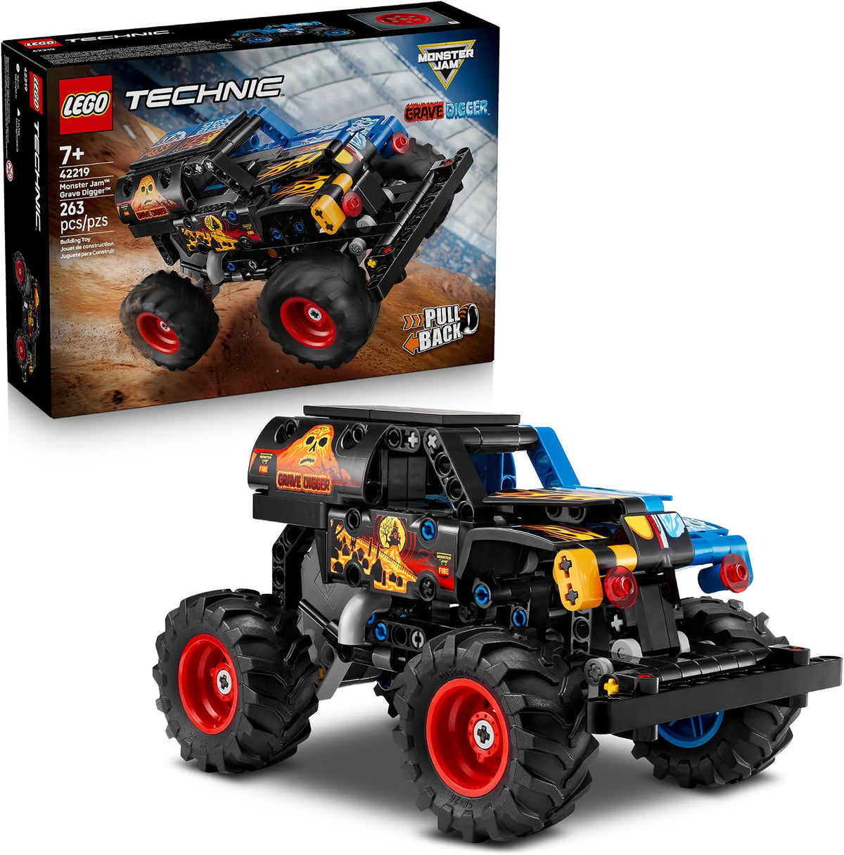 LEGO Technic Monster Jam Grave Digger #42219 | 263 Pieces | Pull-Back Monster Truck | Ages 7+