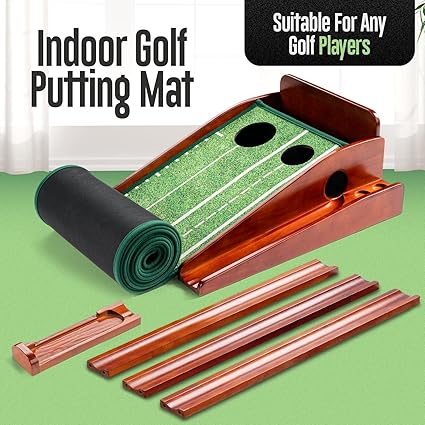 Palladium Golf Putting Mat 10ft – Indoor/Outdoor Putting Green with Ball Return & Training Guides
