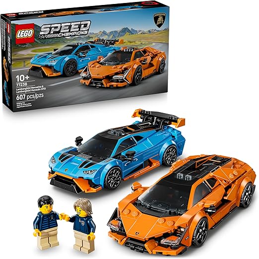 LEGO Speed Champions Lamborghini Revuelto & Huracán STO 77238 – 607-Piece Building Toy & Display Model
