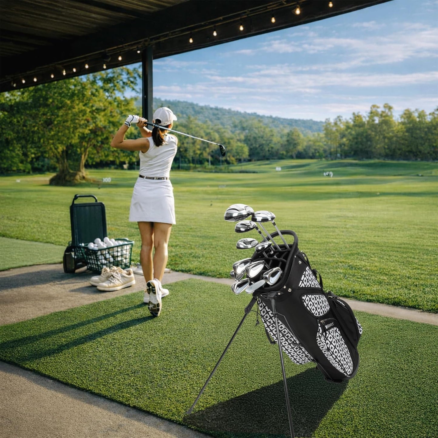Nancy Lopez Fairways 11-Club Women's Golf Set Package with Stand Bag | Graphite Shafts, Headcovers & Crossbody Bag Included