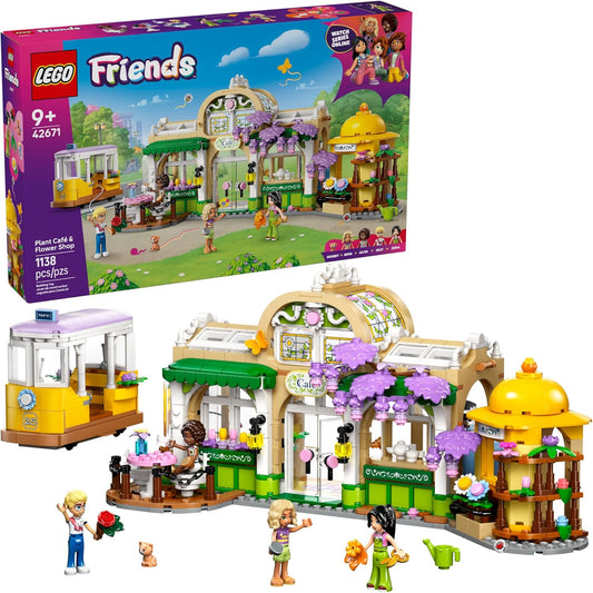 LEGO Friends Plant Café & Flower Shop 42671 – 1138-Piece Creative Building Set with 4 Minidolls & Cat for Ages 9+