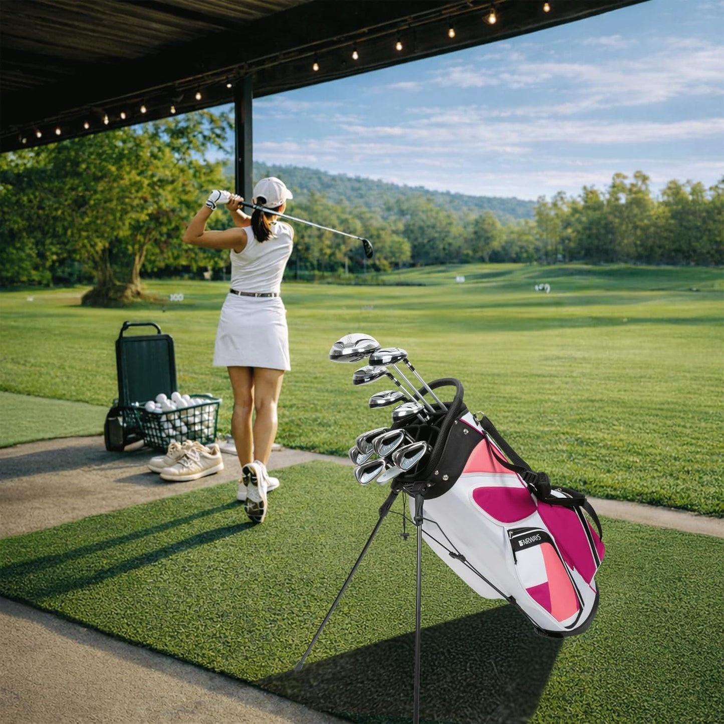 Nancy Lopez Fairways 11-Club Women's Golf Set Package with Stand Bag | Graphite Shafts, Headcovers & Crossbody Bag Included