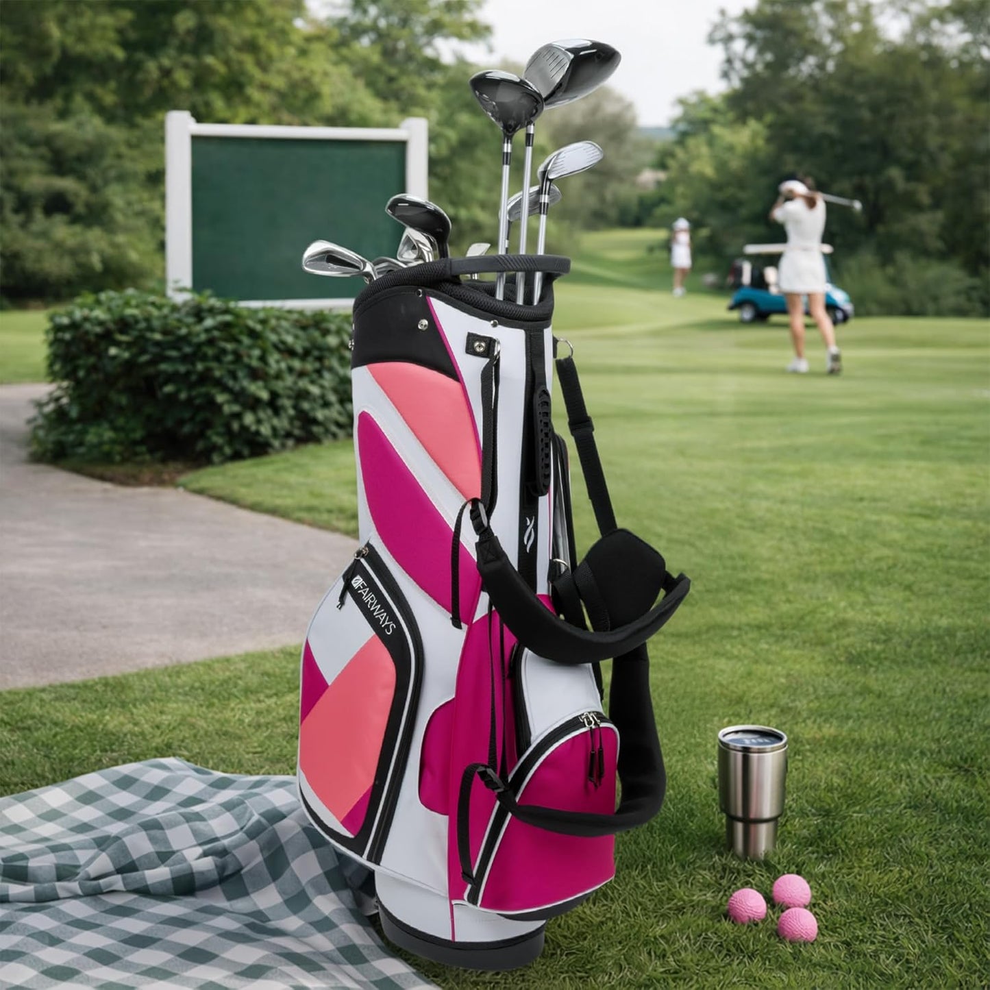 Nancy Lopez Fairways 11-Club Women's Golf Set Package with Stand Bag | Graphite Shafts, Headcovers & Crossbody Bag Included