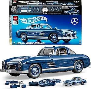 Mattel Brick Shop Hot Wheels Mercedes-Benz 300 SL 1:12 Building Set – 1600 Pieces | Premium Adult Collector Model