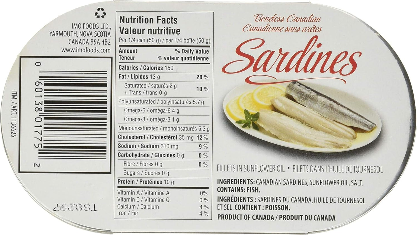 Kersen Boneless Canadian Sardine Fillets in Sunflower Oil, 8 x 200g (1.6 kg) | Kosher, High Protein, Ready to Eat
