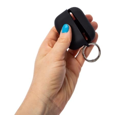 جراب حماية من السيليكون الناعم لسماعات AirPods Pro (الجيل الأول/الثاني، 2019/2022/2023) – يتضمن سلسلة مفاتيح – أسود