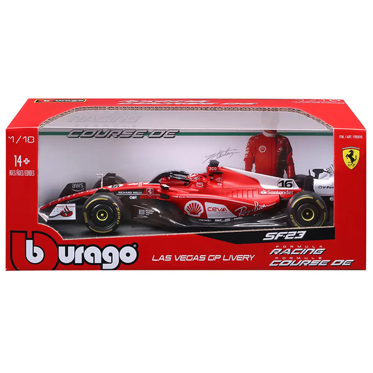 Bburago Ferrari SF-23 #16 Charles Leclerc | Las Vegas GP Livery 2023 | 1:18 Scale Formula 1 Diecast Model Car
