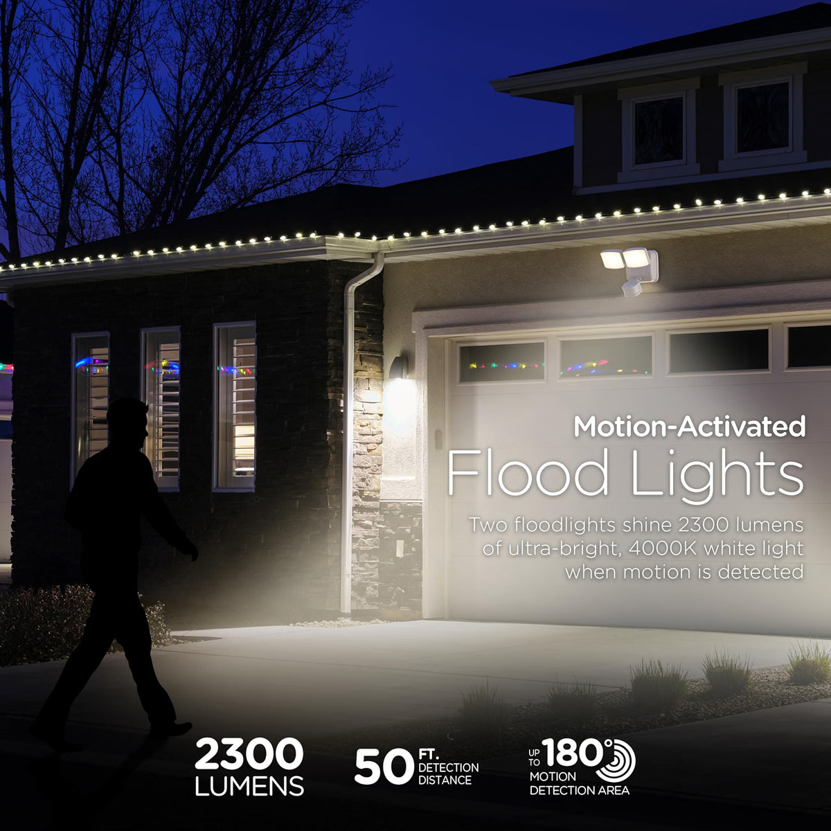 Enbrighten 2-in-1 LED Motion Security Light | 2300 Lumens | 180° Motion Detection | Dusk-to-Dawn Night Light