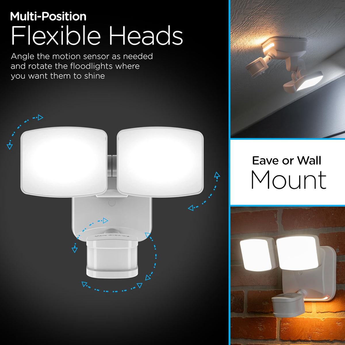 Enbrighten 2-in-1 LED Motion Security Light | 2300 Lumens | 180° Motion Detection | Dusk-to-Dawn Night Light